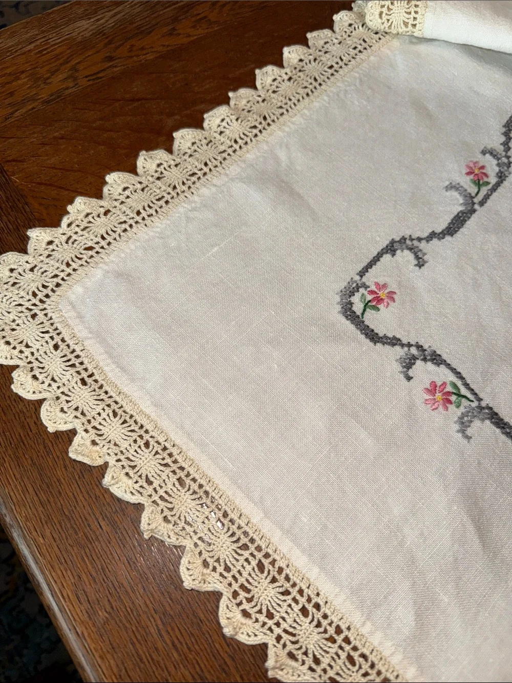 Antique linen tablecloth